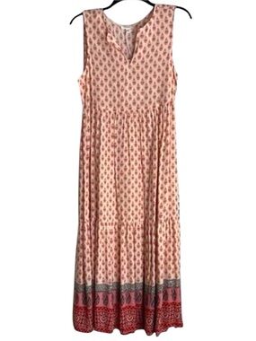 Beach Lunch Lounge Boho Print Sleeveless Midi Dress XS EcoVero Beach Coverup